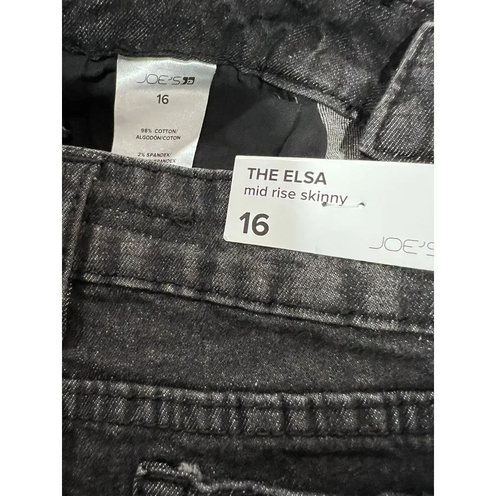 Joe's Jeans Girl's The Elsa Distressed Hem Skinny‎ Jeans Black Size 16 NWT